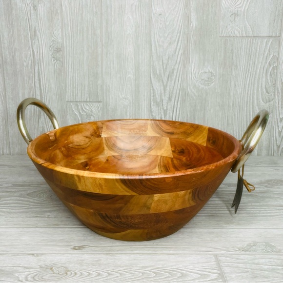 Natural wood hand carved in India wooden large fruit bowl decorative bowl wood - Picture 2 of 15